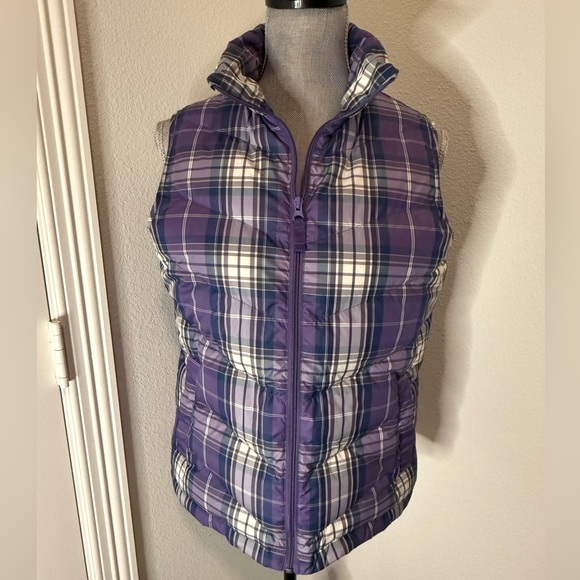Lands' End Jackets & Blazers - Lands End Plaid Purple Women's Puffer Vest - S